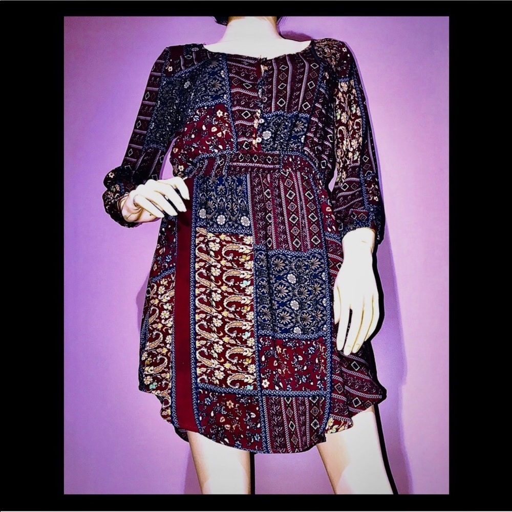 ROCK ETIQUETTE • Boho Mix Print Dress / (S) NWOT!